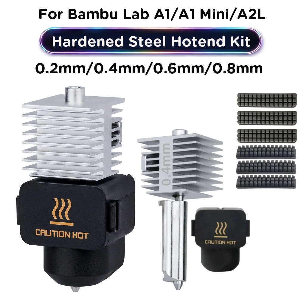 Hotend for Bambu Lab A2L/A1/A1Mini Assembly Hotend Kit 0.2 0.4 0.6 0.8MM Replaceable Nozzle for 3D Printer Bamboo Lab A1/A1 Mini