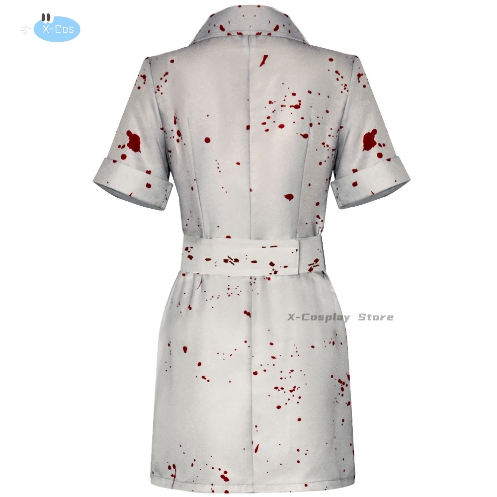 Zombie Nurse Cosplay Uniform Anime Silent Hill 2 Costume Bloodstain Dress Hat Set Halloween Party Role Play Terror Nurse Outfit