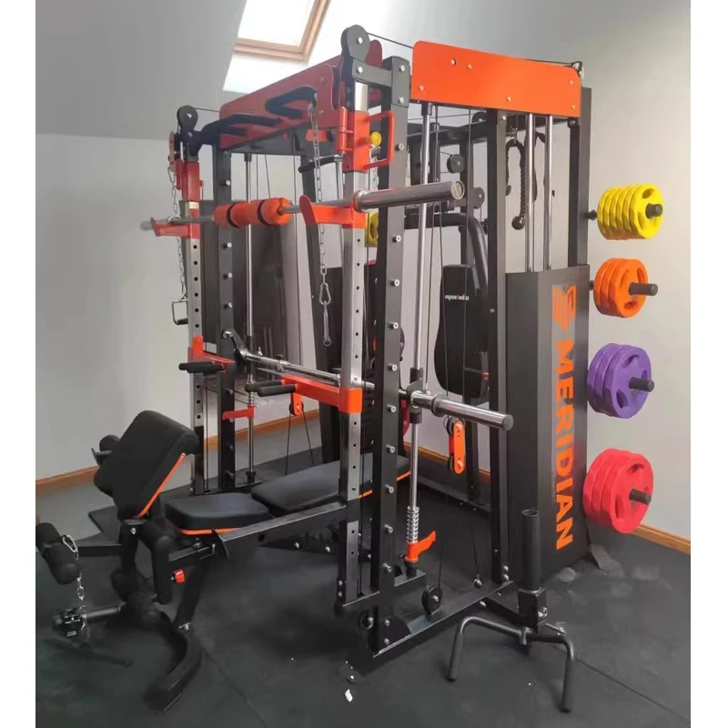 Smith Machine-Banc de Squat Intégré Multifonctionnel, Équipement de Fitness à Portique, Combinaison Complète d'Entraînement à Domicile