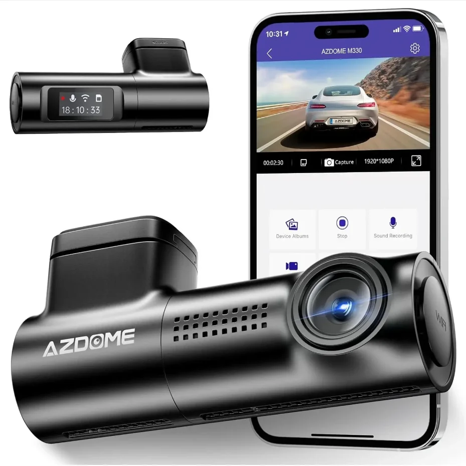 Автомобильный видеорегистратор AZDOME M330, 1080P, с голосовым управлением