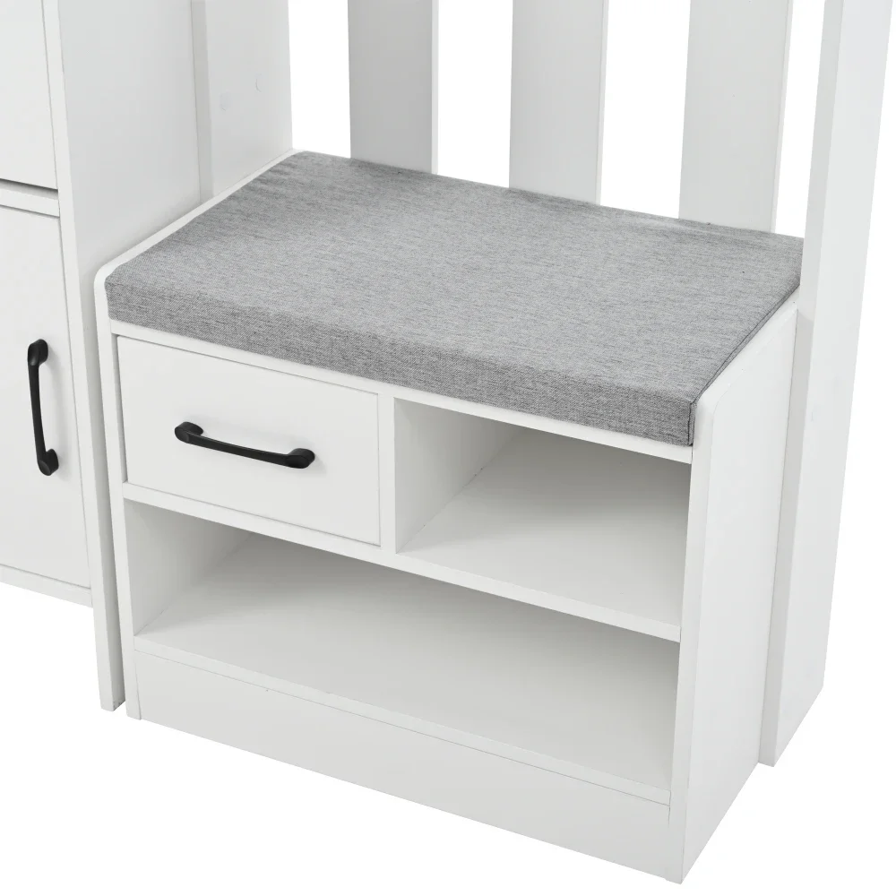 Boden-Kleiderständer, Kleiderständer, Kleiderständer, Bücherregal, 7-in-1-Kleiderständer mit Schuhbank, freistehend, Kleiderständer – Detail 16