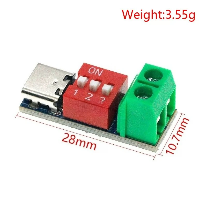 Type-C PDSink QC Trigger Dial Code Adjustment DC Voltage Power Module 5V~20V Dial Adjustment Voltage Fast Charging Decoy Module