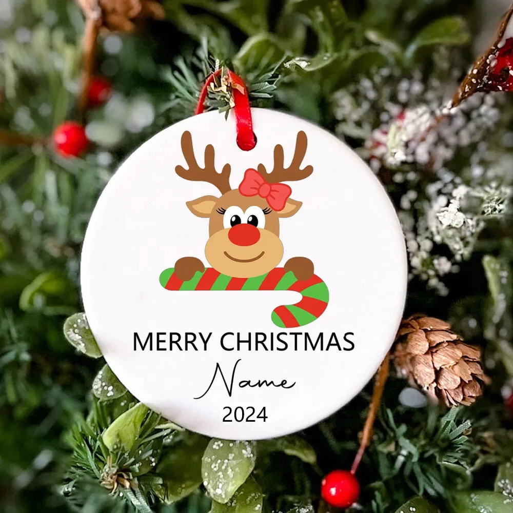 Personalized Christmas Deer Baby Ornament Custom Xmas Infant Keepsake Gift Christmas Photo Prop Baby Photography Accessories