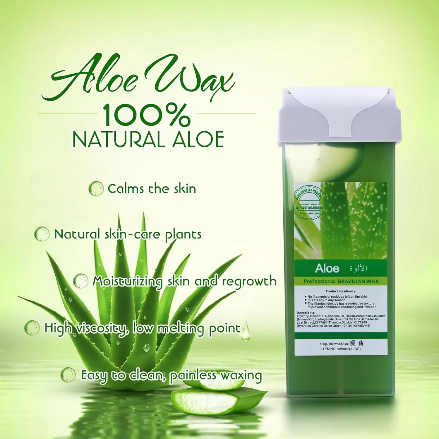 Roll on Wax Refill Painless Wax Roll On For Hair Removal Depilatory Wax Warmer Aloe Wax Cartridge For Bikini Body Hair Removal