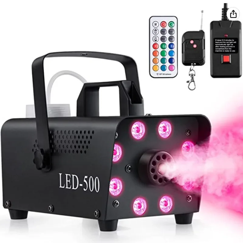 Disco Colorful Smoke Machine 500W LED Remote Fogger Ejector Dj Christmas Wedding Party Stage Light Effects Fog Machine