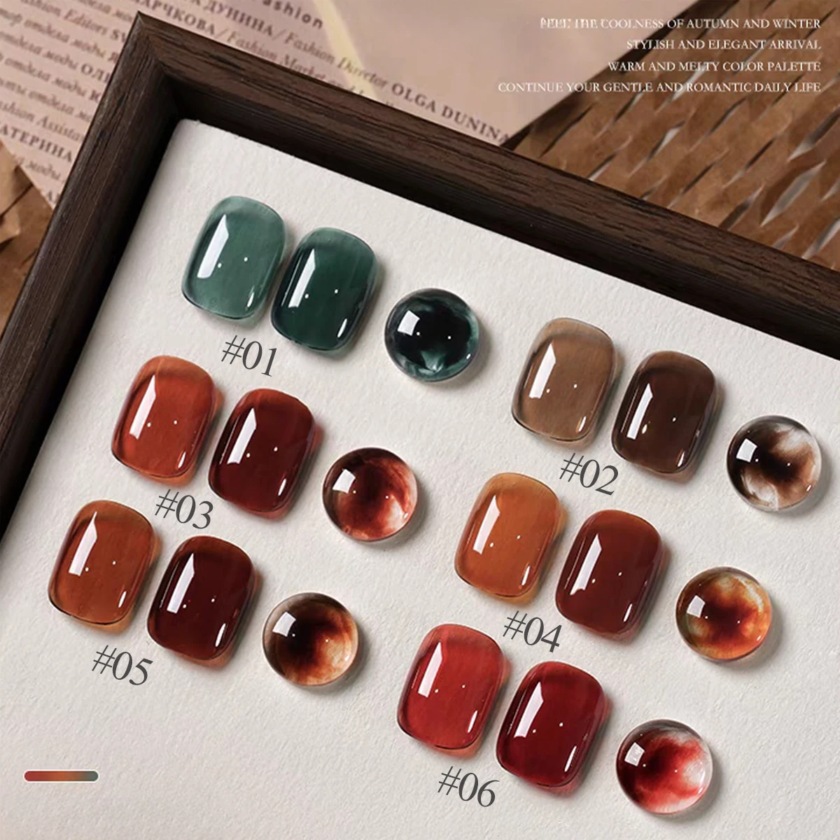 

TC Ice Transparent Amber Glass Gel Nail Polish New Autumn And Winter Popular MaillardGel Tea Brown Dark Green Nail Art At Home