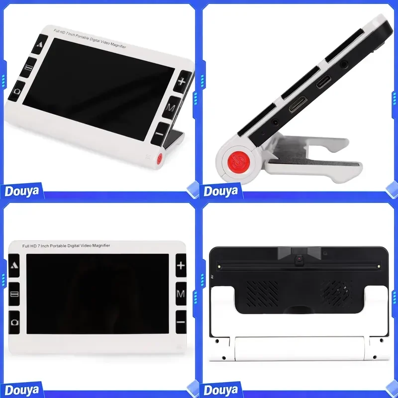 7-Inch HD Electronic Dual Camera Vision Aid 5 Million Pixel Blackboard Writing 2-32 Times Magnifying Glass Black Plastic