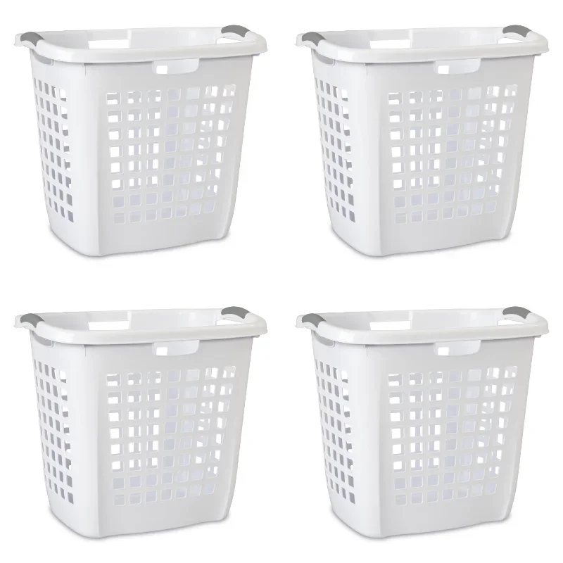 

Easy Carry Plastic Laundry Hamper, White, Set of 4 baskets laundry bag hamper basket dirty baskets laundry basket