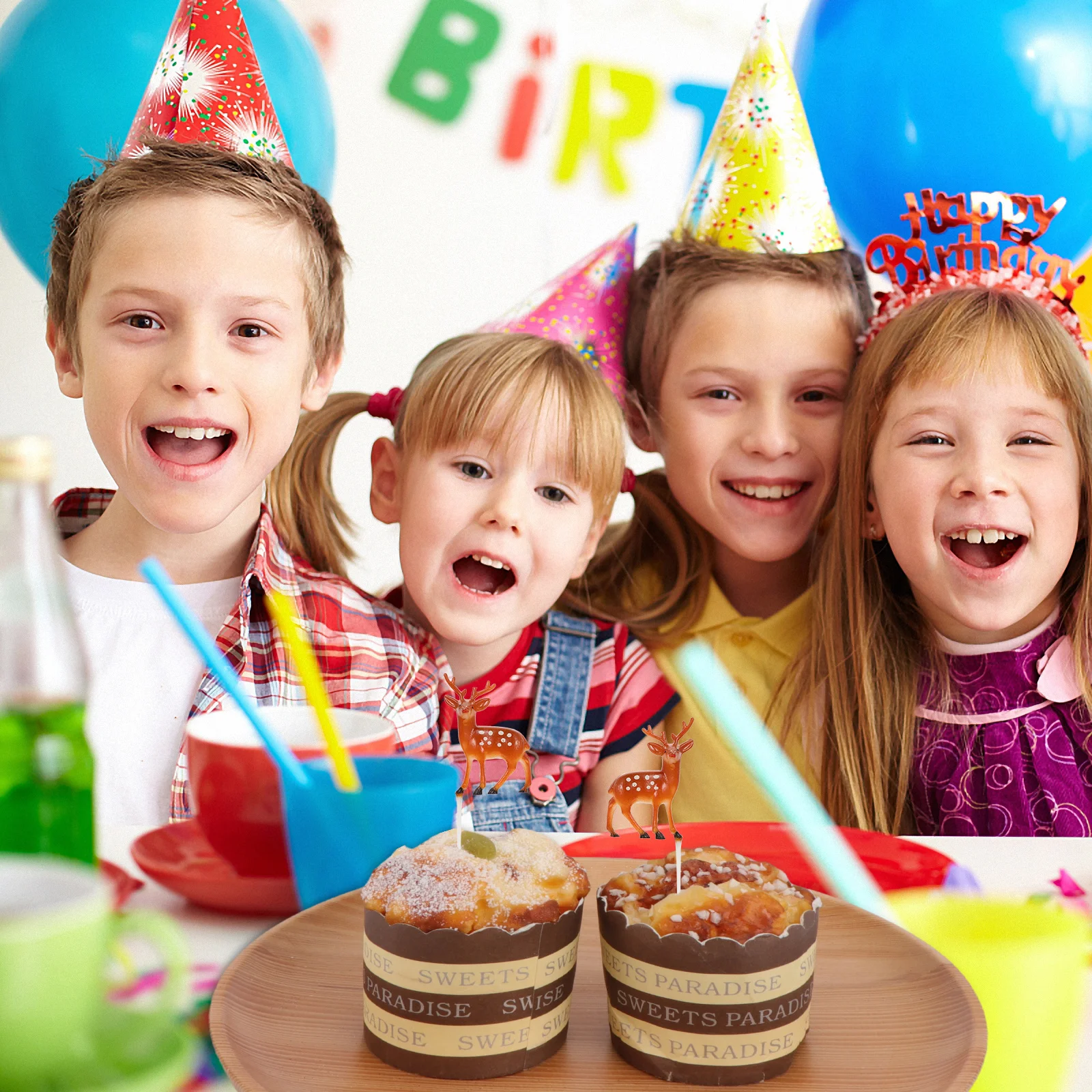 

10Pcs Christmas Deer Cake Picks Creative Reusable Cupcake Toppers Party Supplies Christmas Cake Insert Cards Fruit Picks