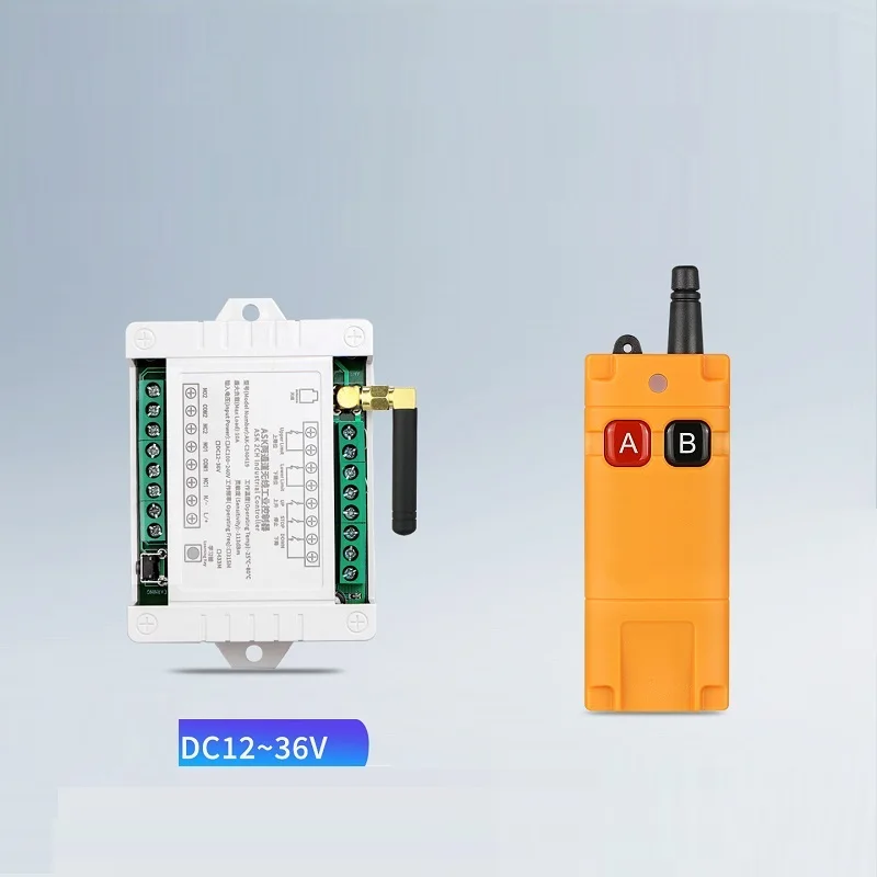 433MHZ  DC12V 24V 36V  2CH 10A Relay RF Wireless Remote Control Switch Industrial Receiver Suction Antenna For Garage