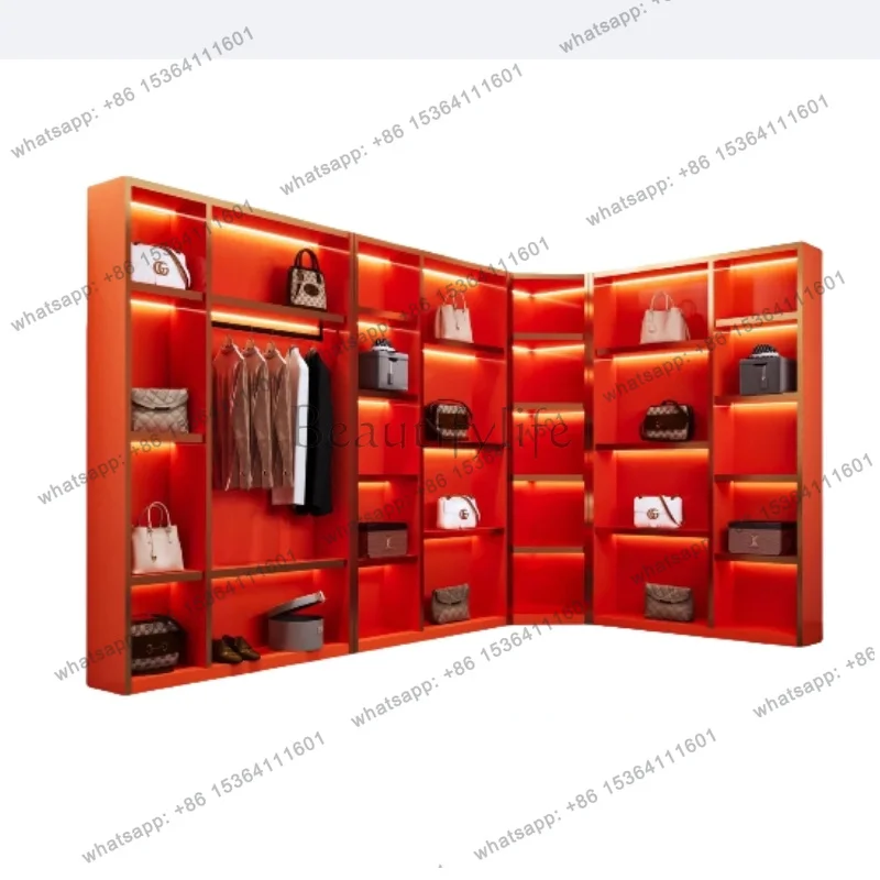 Nordic Luxury Clothing and Shoe Display Cabinet Modern Minimalist Live Streaming Display Rack Beauty Salon Office Furniture FYMC