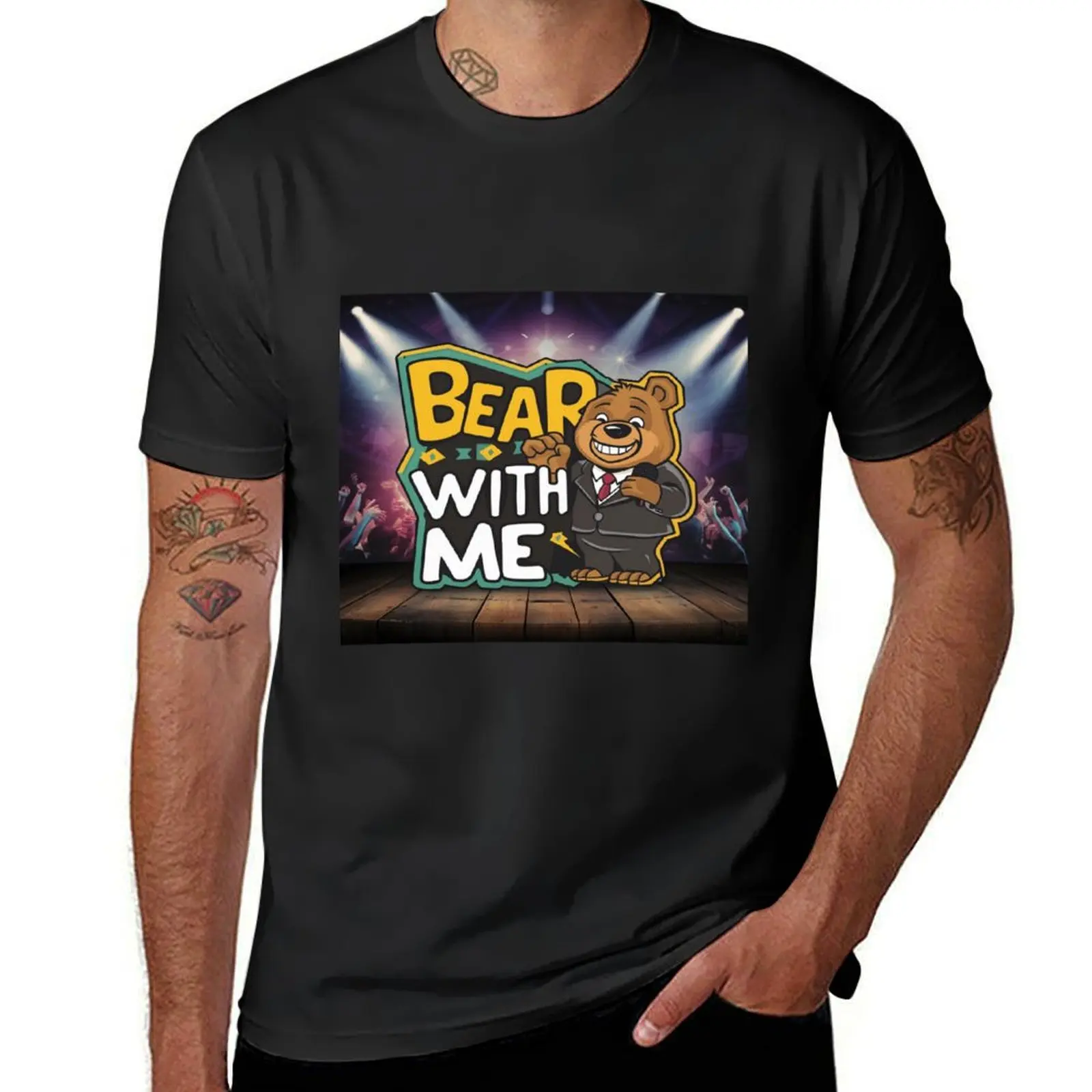 Camiseta de Bear With Me para hombre, camisetas gráficas vintage, camisas de sudor