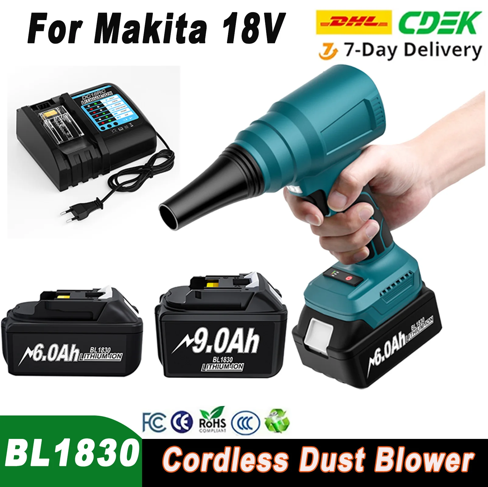 

Cordless Dust Blower For Makita Battery 18V BL1830 9.0Ah/6.0Ah Electric Dust Blower BL1840 BL1850 BL1815 Power Tool Battries