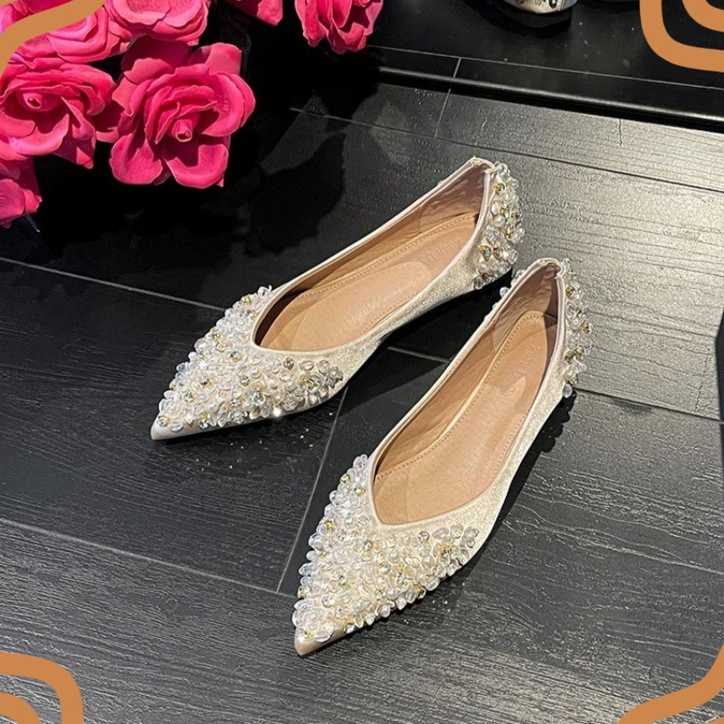Fashion New Women's Shoes Exquisite Rhinestone Flat Shoes for Woman Elegant Banquet Wedding Shoe Designer Shoes Zapatos De Mujer