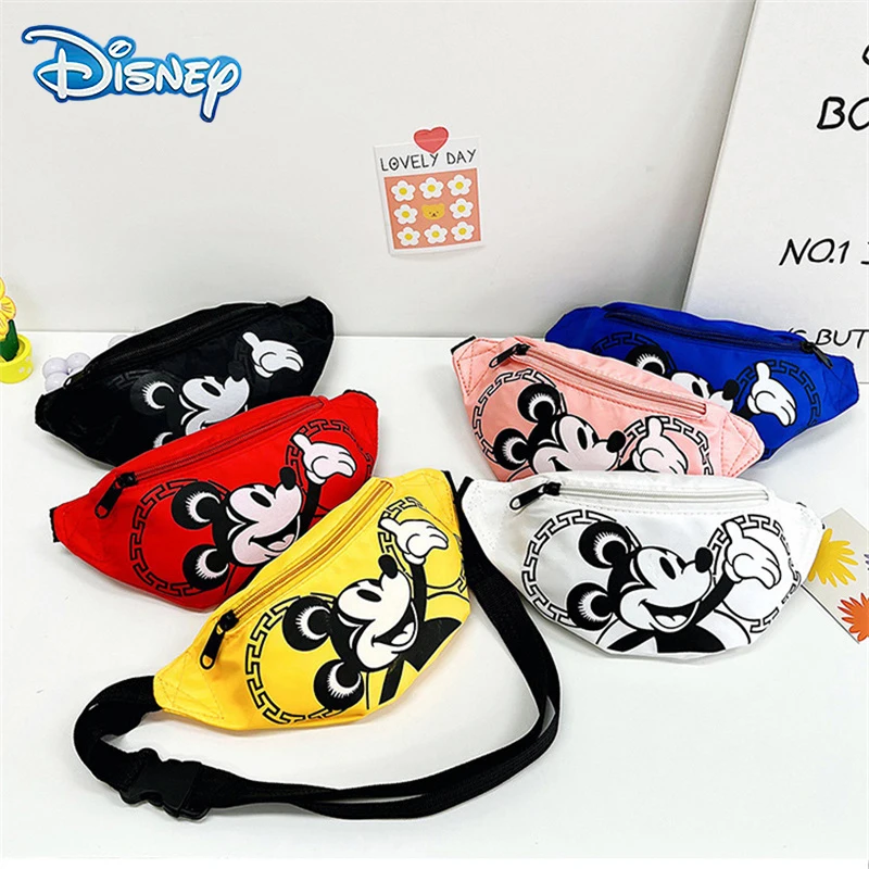 Disney Mickey Mouse Minnie Waist Bag Banana Bag Kawaii Cute Fanny Pack Anime Crossbody Bags For Boys Girl Chest Bags Child Gifts