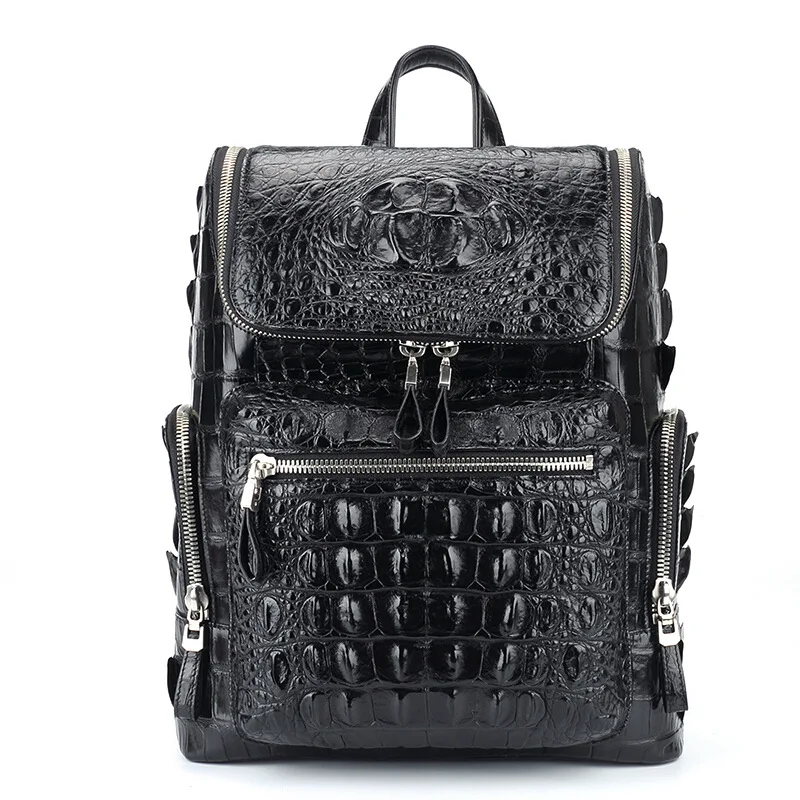 2024 New Designer Luxury Crocodile Skin Men\'s Backpack Large Capacity Man Travel Bag Business Real Leather Laptop School Bag 40