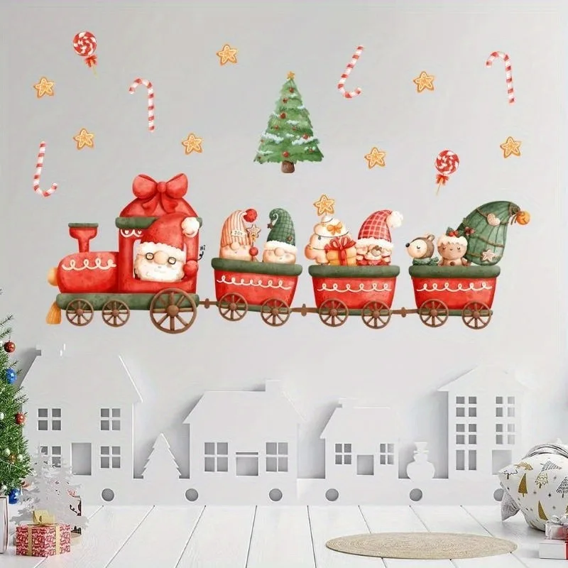 2026 Christmas Train Holiday Window Decoration Wall Sticker for Living Room Decoration Wall Decal 20x30CM