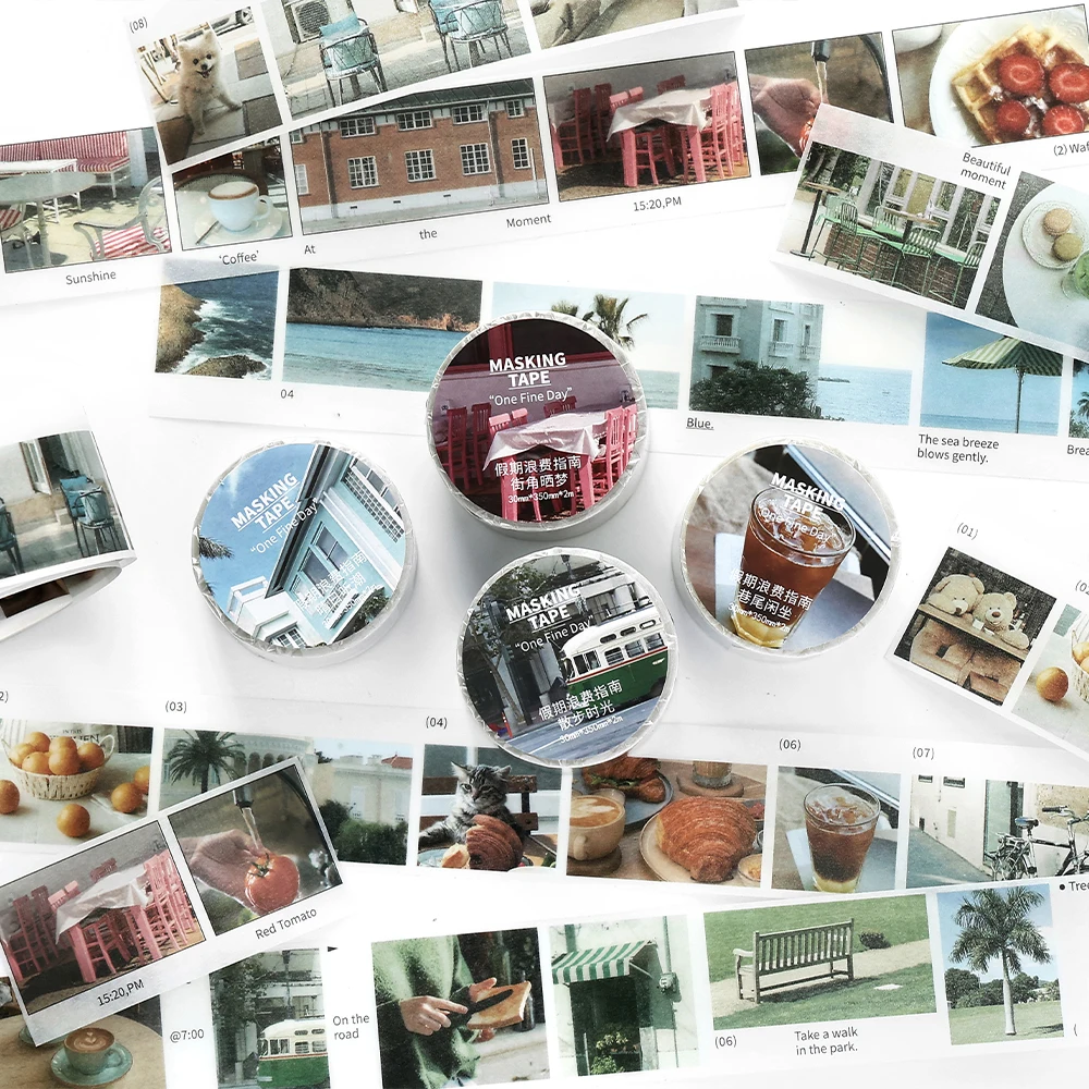 2m/roll Holiday Sharing Series Ins Daily Life Scenes Washi Tape Planner Handbook Creative Collage DIY Scrapbooking Masking Tape