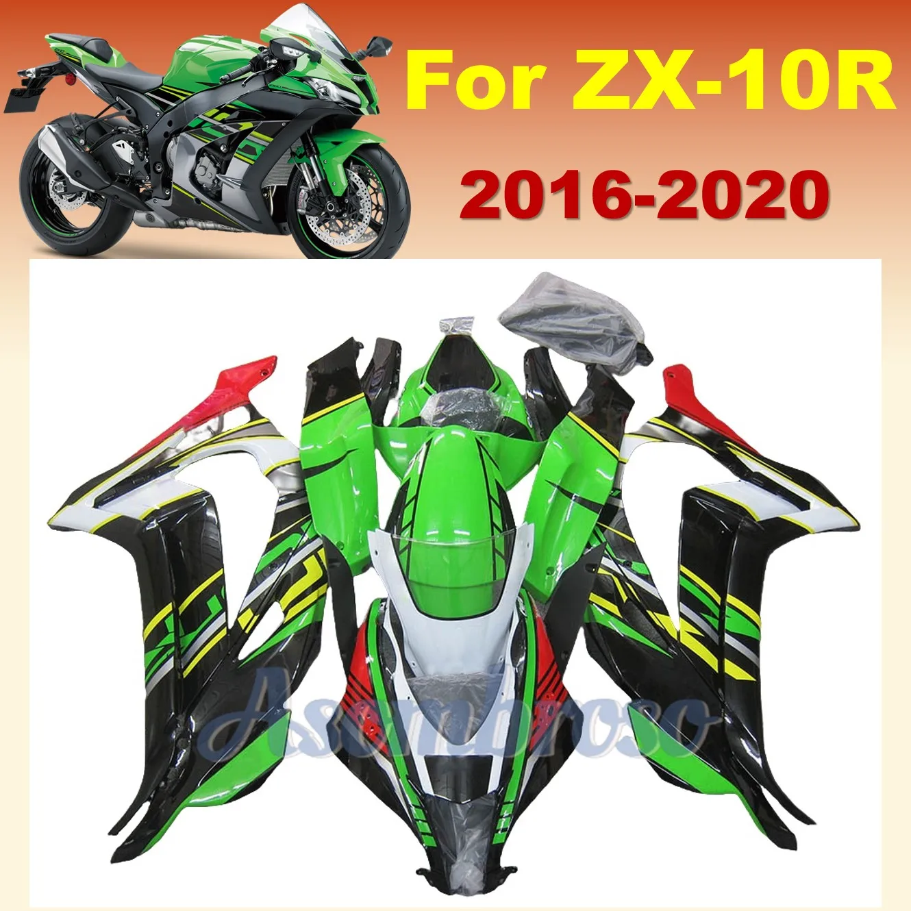 Kit de carenados para motocicleta Ninja zx10r, juego de carrocería de inyección de ABS de alta calidad, color verde y negro, para modelos 2016, 2017, 2018, 2019, 2020 y ZX-10R