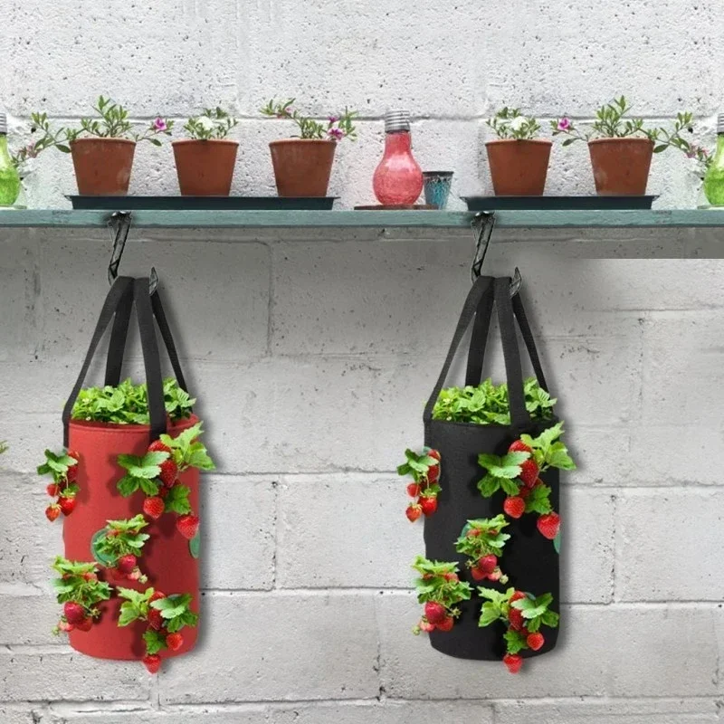 Fabric Flower Bag for Strawberry Growing Plant Pot Wall Hanging Planter Vertical Vegetables Potatoes Greenhouse Garden Tools