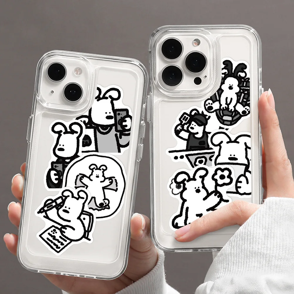 62Pcs Black And White Stick Figure Style Dog Stickers Graffiti Funny Kids DIY Decals Gift Toy for Wall Notebook Phone Bike