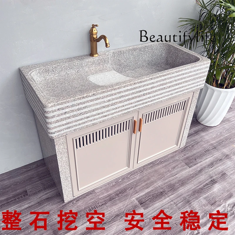 Courtyard granite laundry sink with washboard basin integrated marble laundry pool stone pool