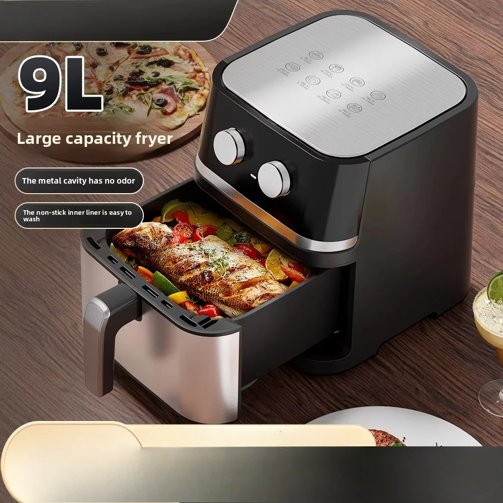 مقلاة هوائية كهربائية أوتوماتيكية بالكامل متعددة الوظائف بسعة كبيرة - فرن منزلي من الفولاذ المقاوم للصدأ مربع طباخ حديث متكامل