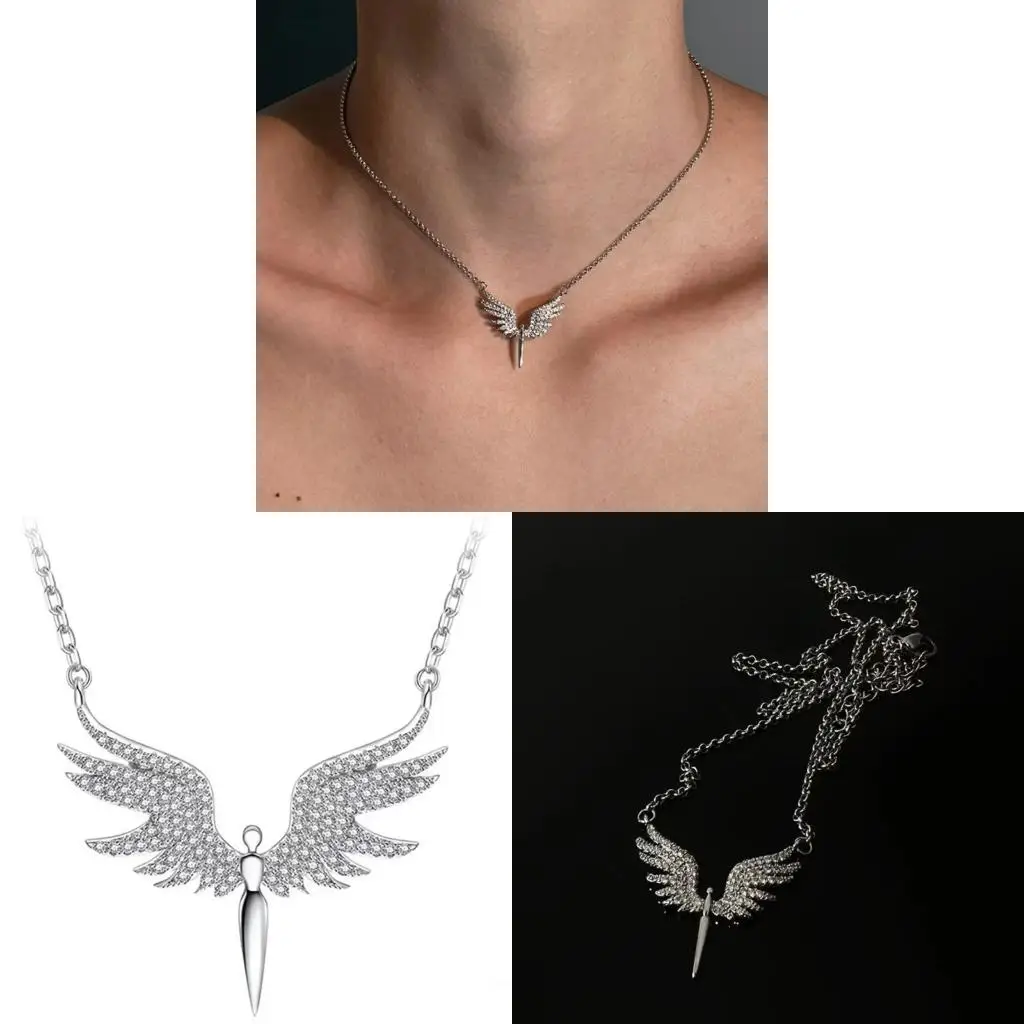  Beautiful Zircon Studded Angel Wing Pendant Necklace Thoughtful Gift For Loved People Wing Pendant Accessories
