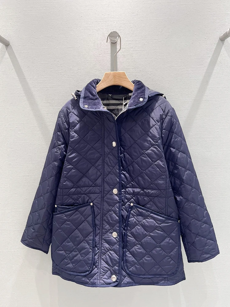 

Breathable Lightweight British Style Women's Cotton Jacket Hooded Pure Color Autumn Winter New Arrival Fashion Simple Design