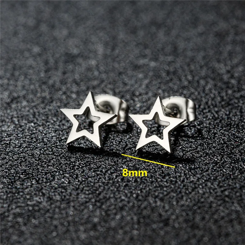 3Pcs/lot Multiple Mini Stainless Steel Earrings Women Geometric Heart Round Earings Triangle Ear Studs Punk Jewelry Wholesale