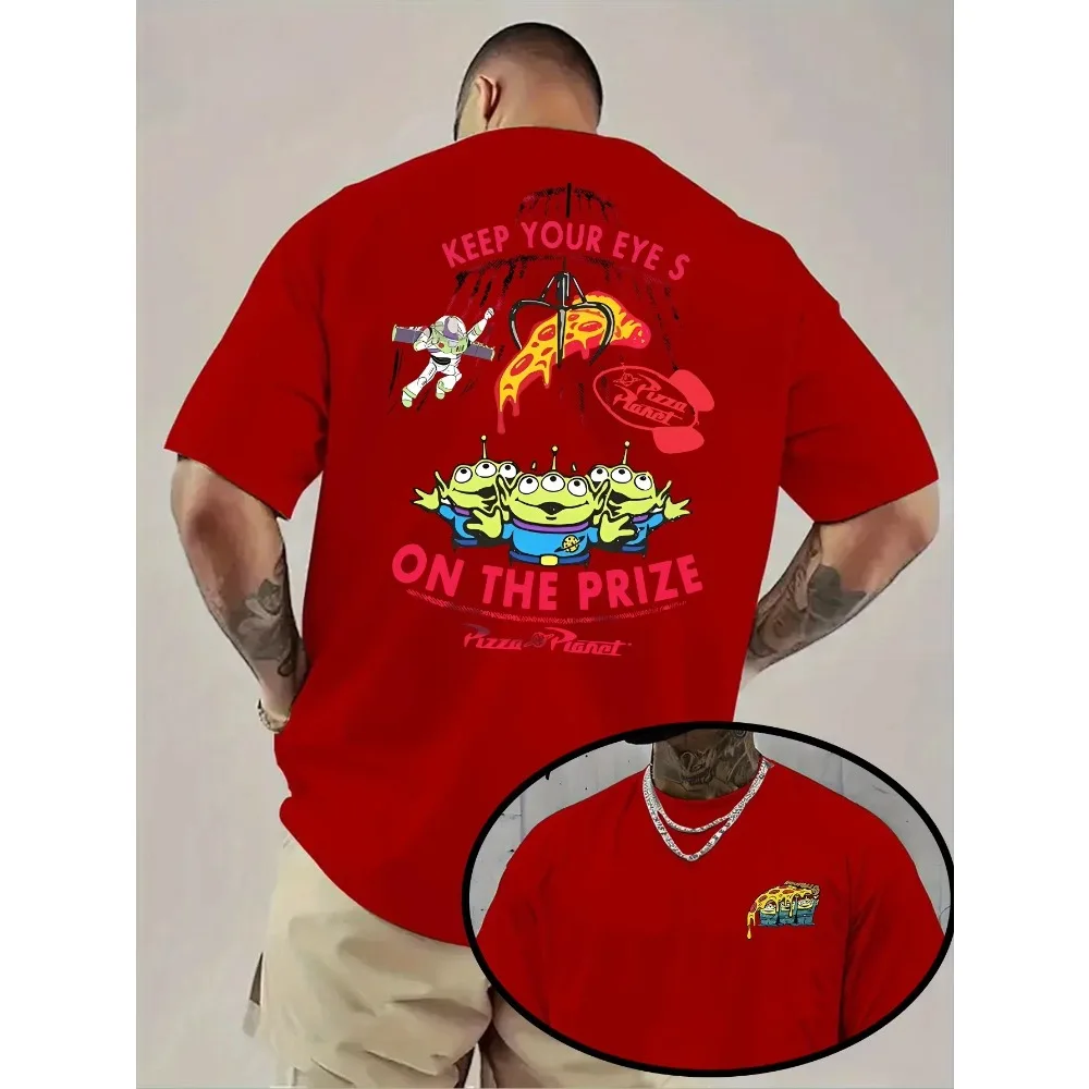 2025 الخريف قصة لعبة البيتزا كوكب الغريبة نمط القطن عادية فضفاض زوجين الرجال والنساء تي شيرت كامل