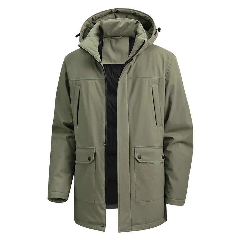 Chaqueta con capucha para hombre, traje de Montañismo al aire libre acolchado de algodón, informal, versátil, a la moda, grueso, cálido, para otoño e invierno