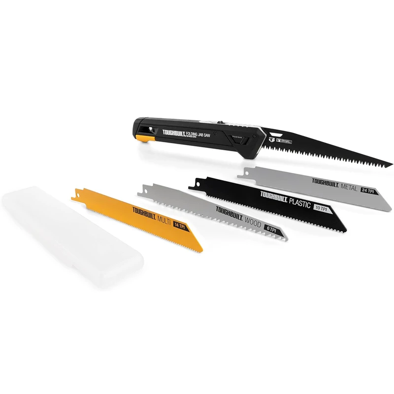 TOUGHBUILT TB-H4S5-23FU Folding Jab Saw With 4 Blades  Plastic Multi Metal Wood Reciprocating Saw Storage Case Hand Tool