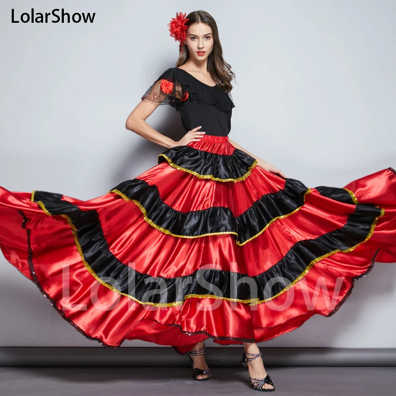 Large Spanish large swing skirt opening dance adult female dance performance costume modern dance skirt bullfight dance skirt