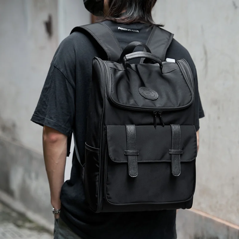 

Fashion Trend Men's Backpack Laptop Large Capacity Outdoor Black Oxford Vintage Waterproof Travel Simple Men Women Bags