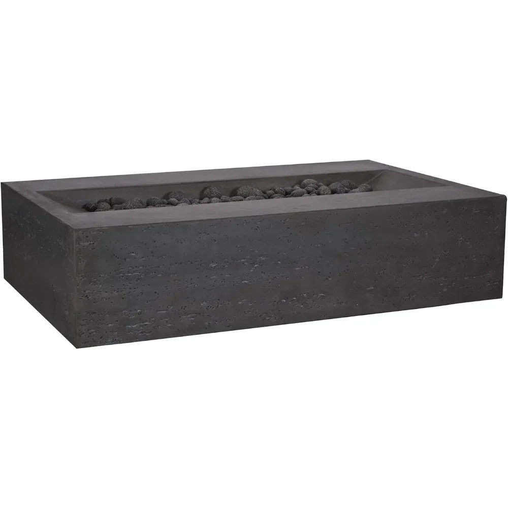 Outdoor Concrete Fire Pit Table, 48 X 30 Inches - Propane Model in Charcoal Gray Color