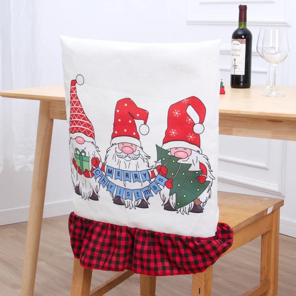 Gnome Pattern Chair Cover Non Woven Holiday Chair Cover Christmas Chair Cover Christmas Themed For Holiday Event Decoration