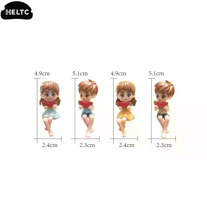 1Pair PVC Watermelon Eating Couple Figurine Lovers Figures Couple Miniature Boy Girl Model Princess Fairy Garden Car Ornaments