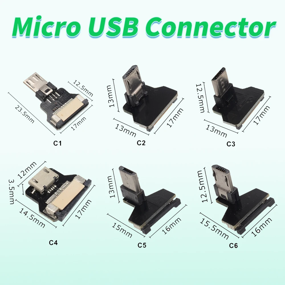 Up & Down & Left & Right Angled 90 Degree USB Micro USB Male to USB Male Data Charge connector Cable 5cm 20cm