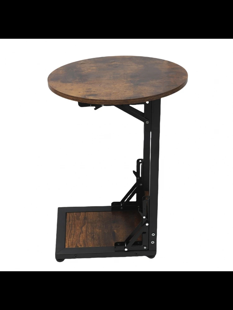 Modern Bedside Table Compact Wood Movable Laptop Table with Metal Frame for Living Room Sofa Wood Sofa Side Table