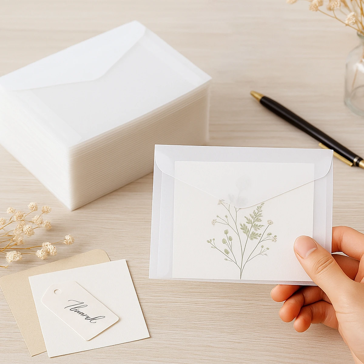 

50pcs Semi-transparent Envelopes Greeting Card Paper Envelope For DIY Postcard Card Storage Wedding Invitation Gift Packing