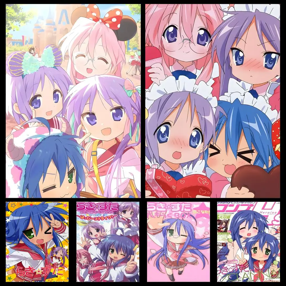 Anime Lucky Star Kawaii Poster PP Self Adhesive Modern Decorative HD for Garage gaming room living room Gift