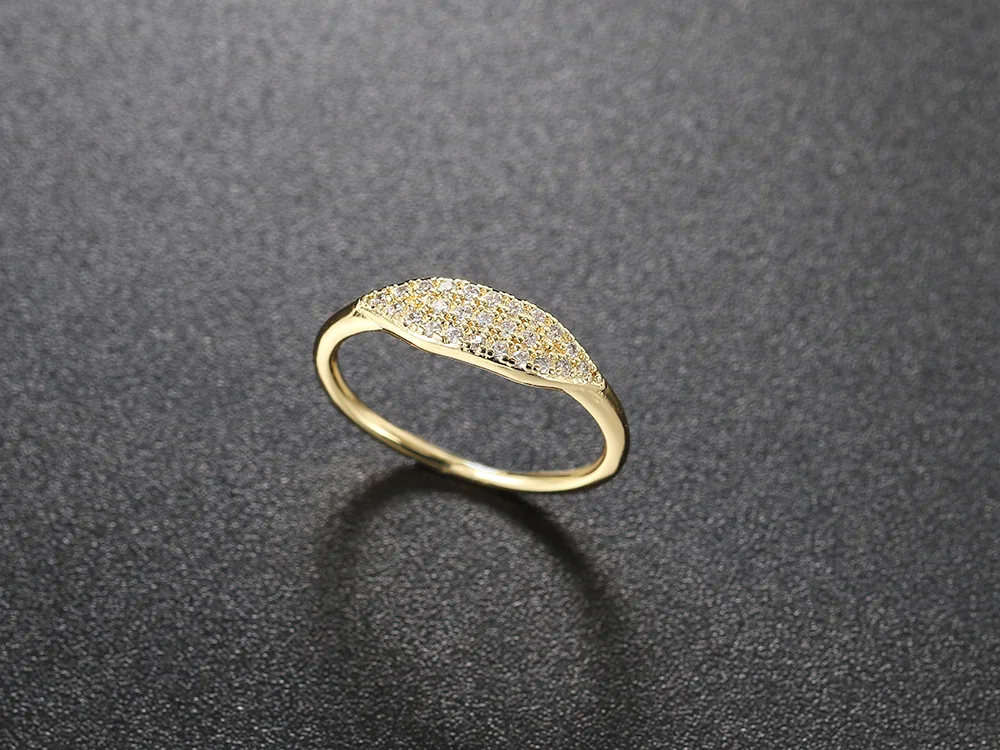Dainty Minimalistischen Stacking Ring Für Frauen Trendy Zirkonia Gold Kristall Finger Zubehör für Weibliche Schmuck Geschenk R737 – Detail 6