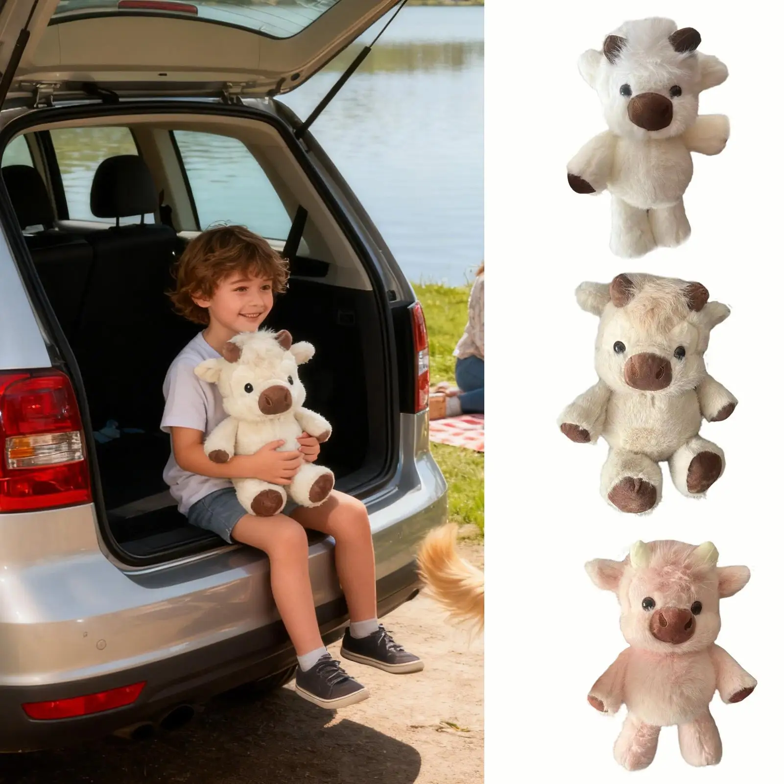 Dessin animé mignon vache en peluche jouet doux Animal bétail en peluche Kawaii pour les filles coton Animal en peluche poupée rempli décoration de la maison