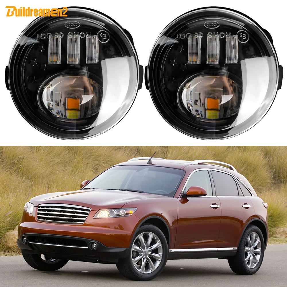 2 Pieces Fog Light Assembly DRL 60W H11 Car Front LED Fog Daytime Running Lamp For Infiniti FX FX35 FX37 FX45 FX50 FX30D