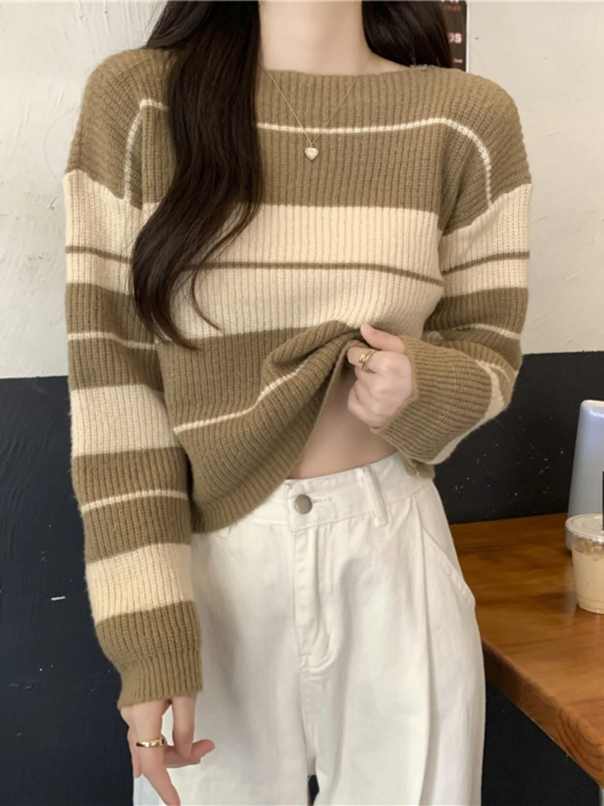 Loose Striped Sweater For Women Autumn Long Sleeve O-neck Knitshirts Casual All-matched Female Knitted Tops