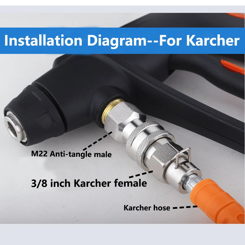 Pressure Washer Swivel Adapter 3/8 Quick Plug Set for Karcher Hose to 3/8 Quick Connect 5000 PSI image 5