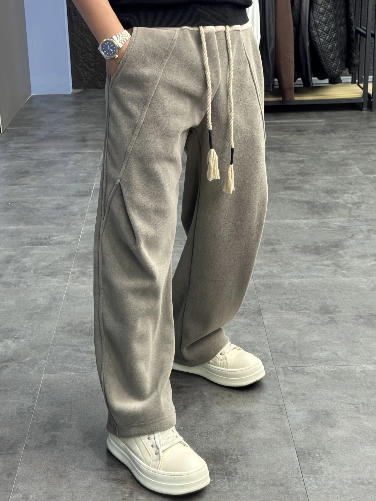 

Svip Heat-Concentrating Lightweight Fce Men's Loose Straight Leg Casual Pants Winter Faion Color Blo Thiened Warm