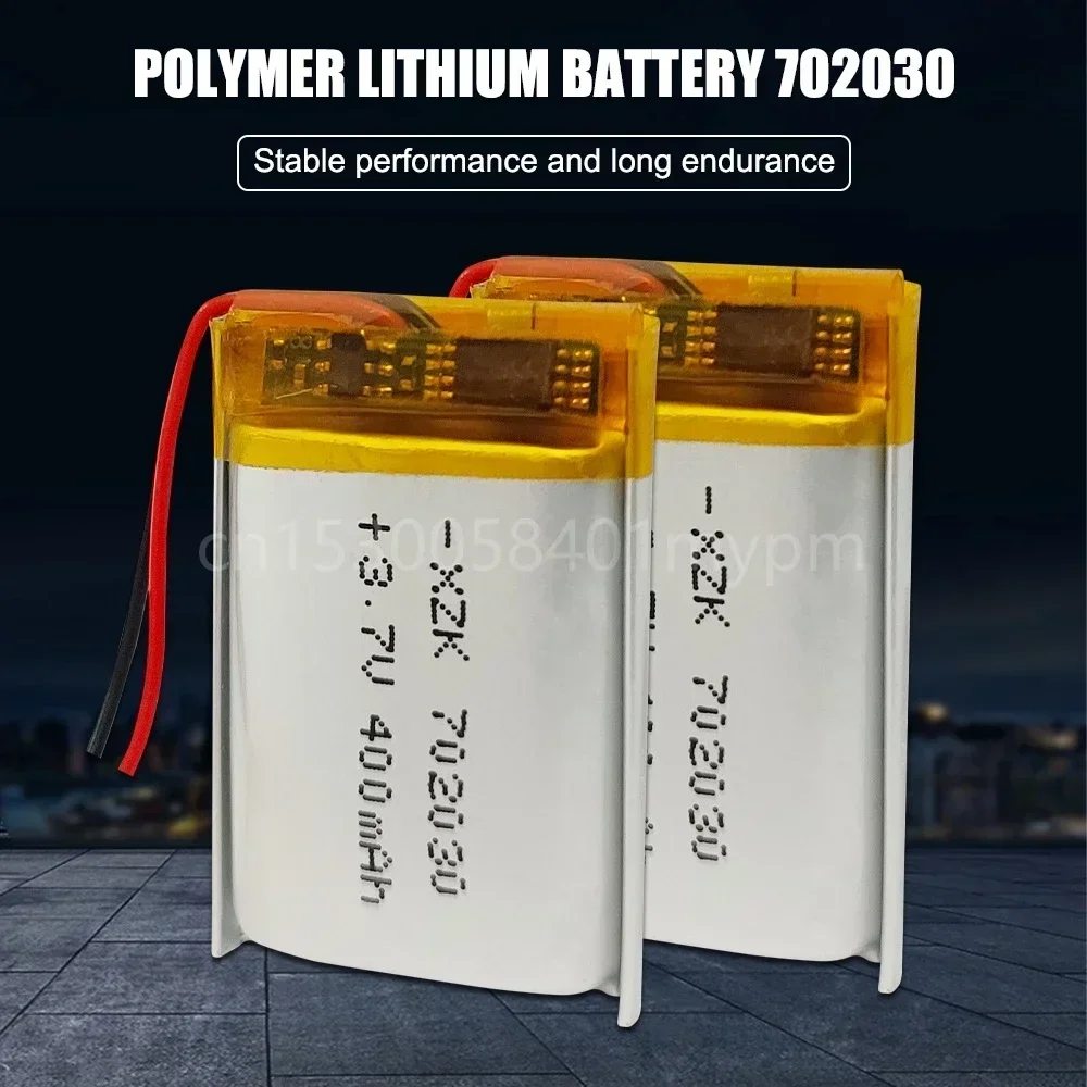 702030 3.7V 400mAh Lithium Polymer Rechargeable Battery for MP3 DVD GPS Scale Sprayer Watch Camera Bluetooth Headset Cell Toys