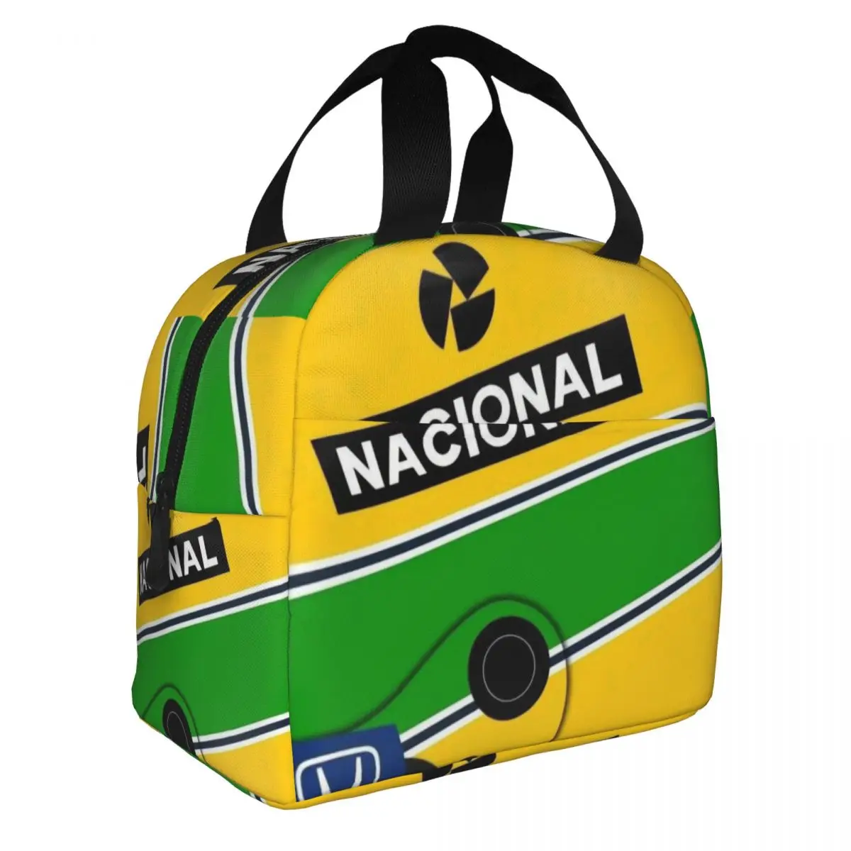 Custom Ayrtons Brazilian Racing Driver Senna Thermal Insulated Lunch Bag Women Portable Lunch Container Outdoor Storage Food Box